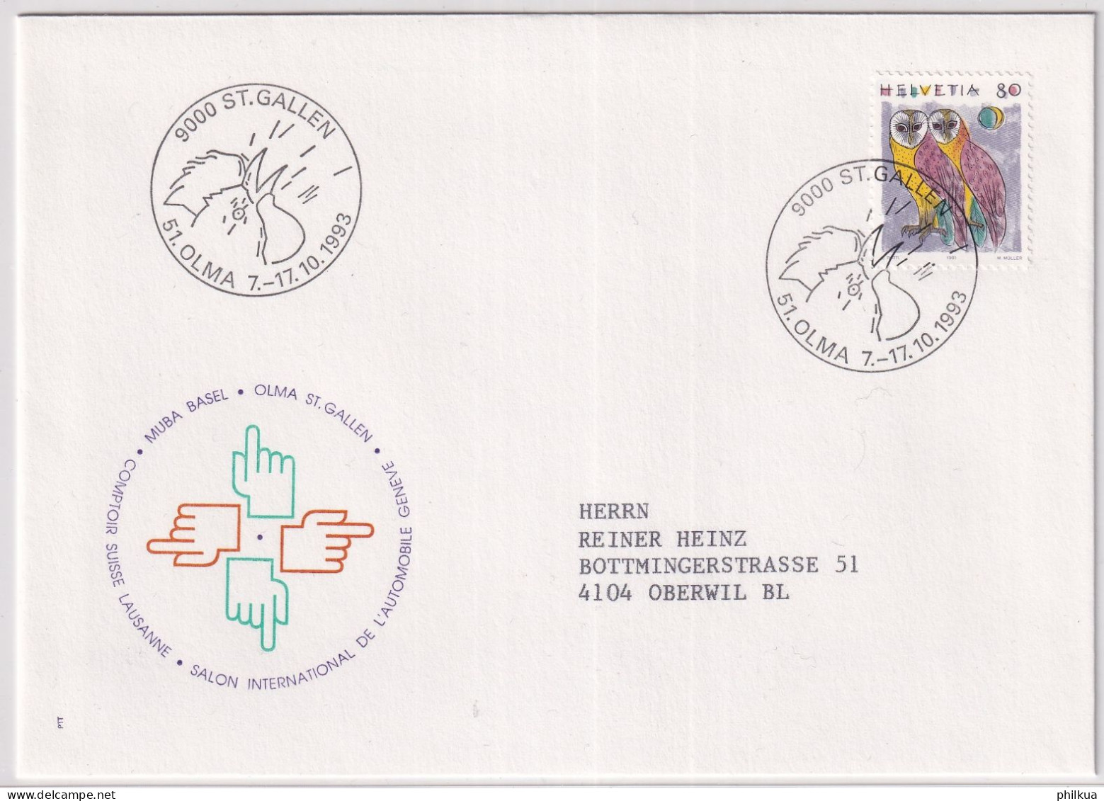Sonderstempel 1993 OLMA ST. GALLEN Illustrierter Beleg - Poststempel