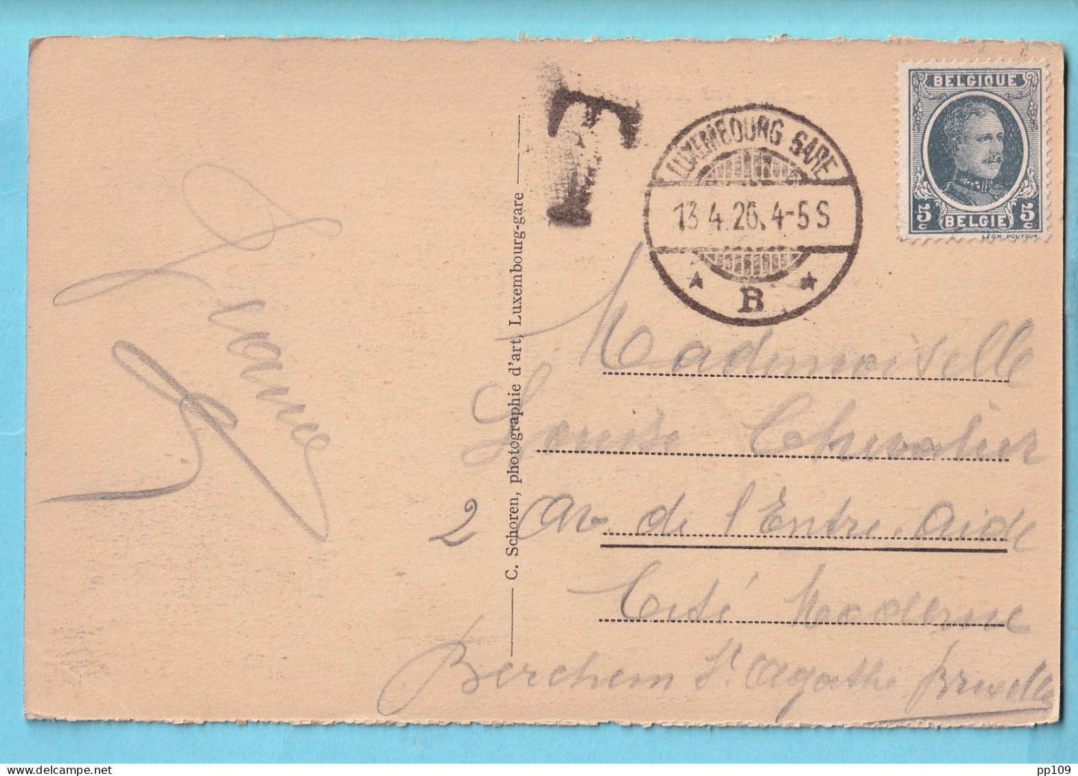 CP TP HOUYOUX Non Oblitéré Postée Au Luxembourg  Obl 13 IV 26  + T - Tolérance Postale !  - 1922-1927 Houyoux