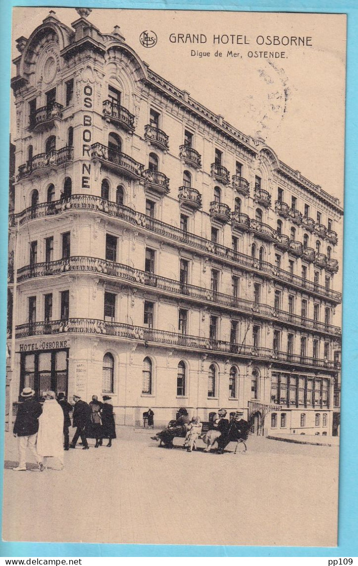 CP Hôtel OSBORNE Curiosité 1/2 Timbre HOUYOUX Obl OOSTENDE OSTENDE 1924  Tarif Imprimé  - 1922-1927 Houyoux