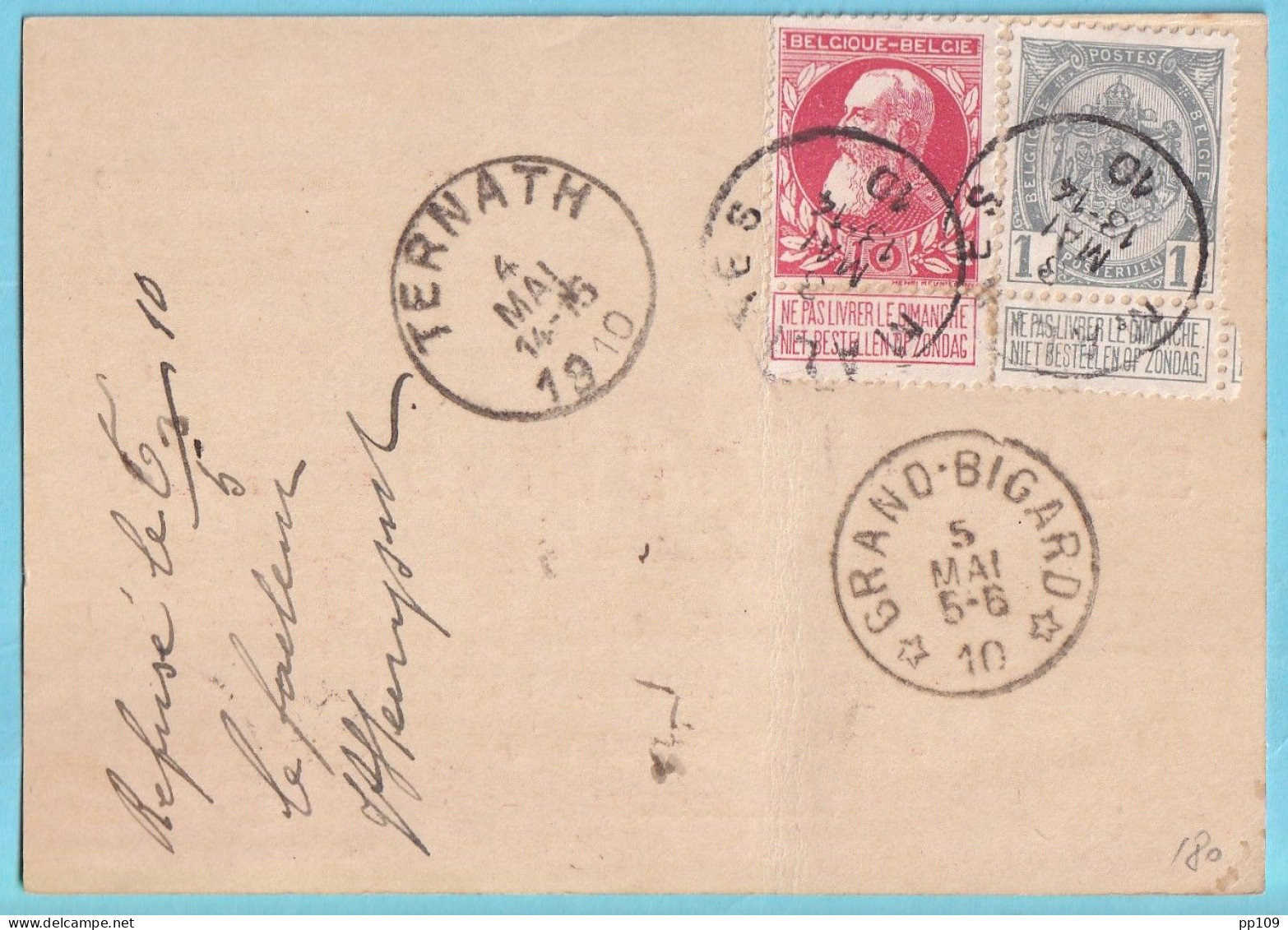 Carte De Membre Institut Scheppers Obl MALINES 3 V 10 + TERNATH Puis GRAND BIGARD étoiles Refusé RRR Sur Ce Doc ! - Postmarks With Stars