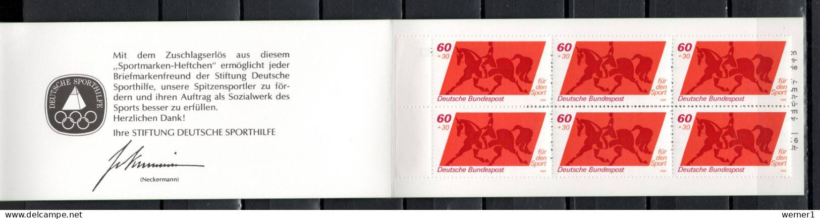 Germany 1980 Sport, Equestrian, Stamp Booklet With 6 Stamps MNH - Paardensport