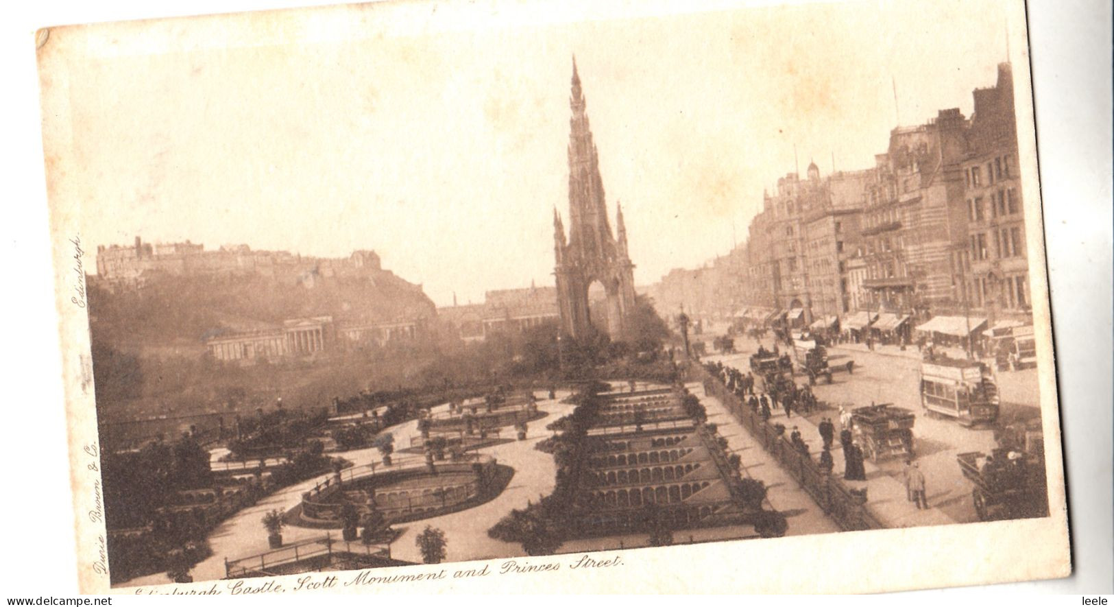 G61.  Vintage Postcard.  Edinburgh Castle, Scott  Monument, Princes St. Edinburgh - Midlothian/ Edinburgh