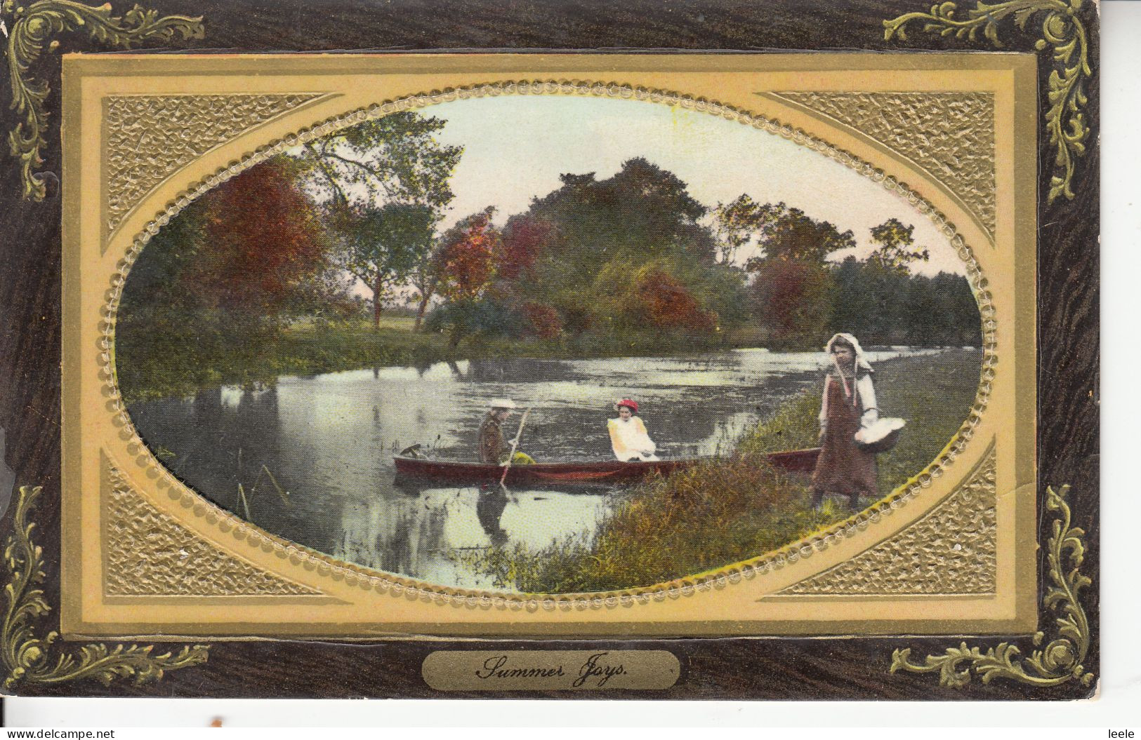 G25.  Embossed Postcard.  Summer Joys.  Boating On River. - Other & Unclassified