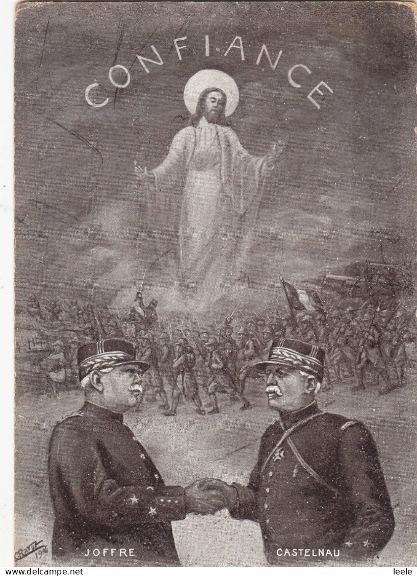 G36. Vintage French Postcard.  WWI French Generals Joffre And Castelnau - Guerra 1914-18