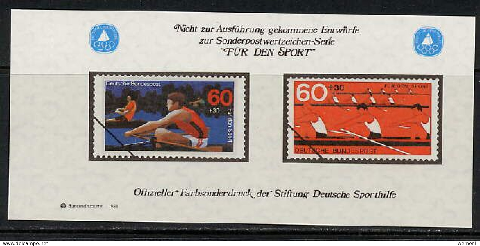 Germany 1980 Olympic Games, Rowing Vignette MNH - Verano 1980: Moscu
