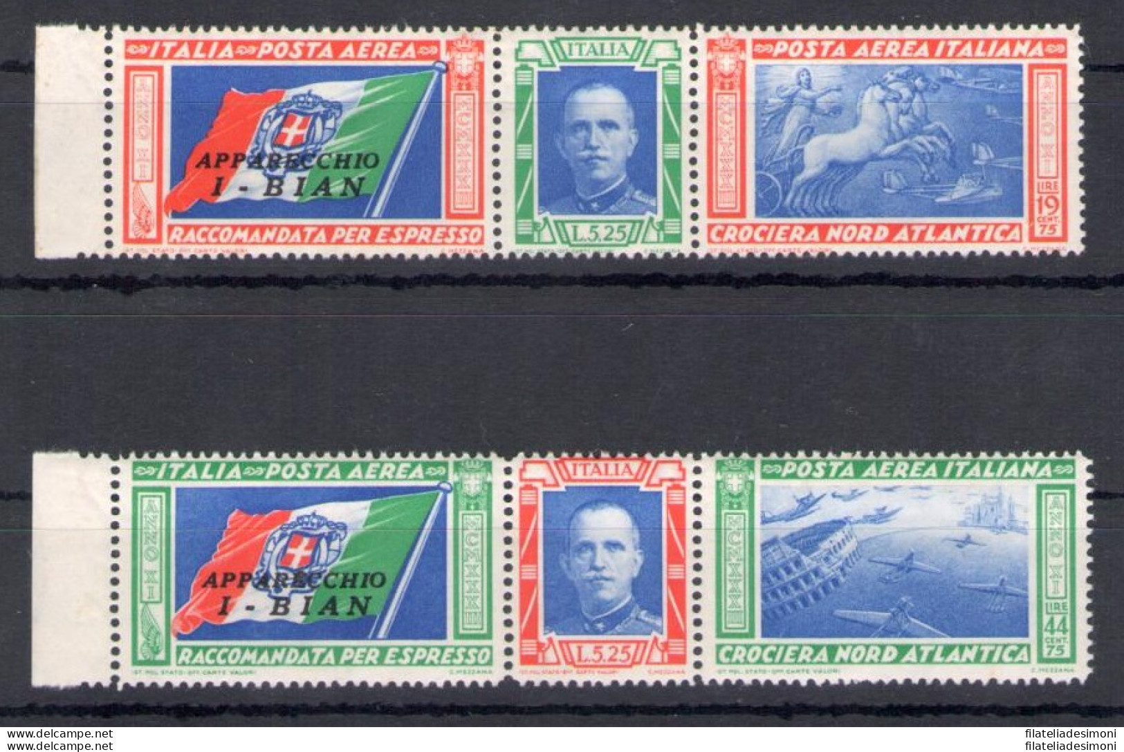 1933 Italia - Regno, Posta Aerea, N. 51L/52L - Trittici Nann - MNH** - Other & Unclassified