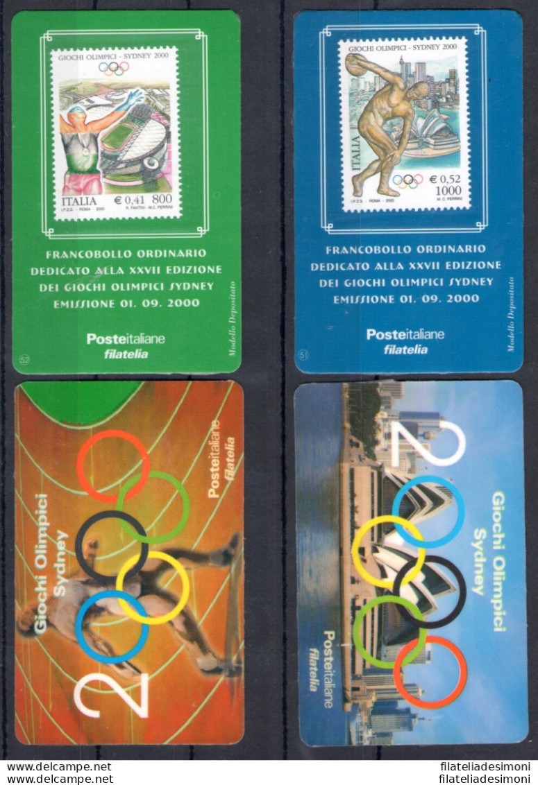 2000 Italia - Repubblica, Tessere Filateliche, Giochi Olimpici Sidney - Filatelistische Kaarten
