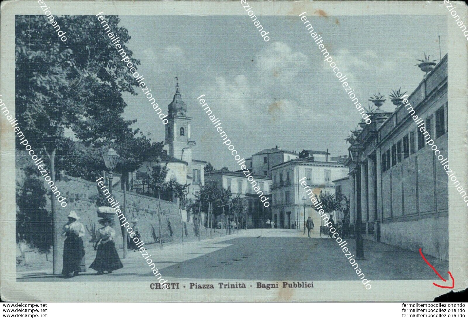 Bn397  Cartolina Chieti  Citta' Piazza Trinita' Bagni Pubblici - L'Aquila