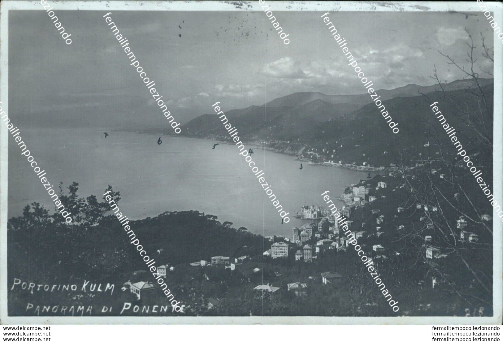 Bq47 Cartolina Fotografica Portofino Kulm Panorama Di Ponente 1915 Genova - Genova (Genua)