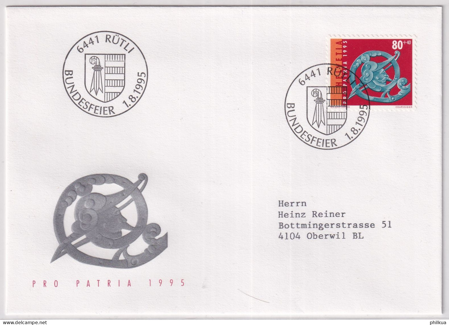 Sonderstempel  1. August 1995 - BUNDESFEIER RÜTLI Illustrierter Beleg  Mit Passender Marke - FÈTE NATIONALE RÜTLI - Postmark Collection