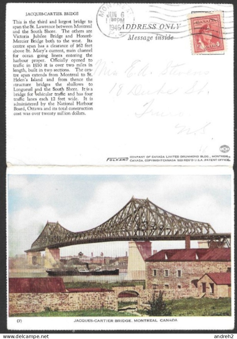 Montreal  Quebec - C.P.A. No: 7 - Jacques-Cartier Bridge - Canadian Folkard Letter - Montreal