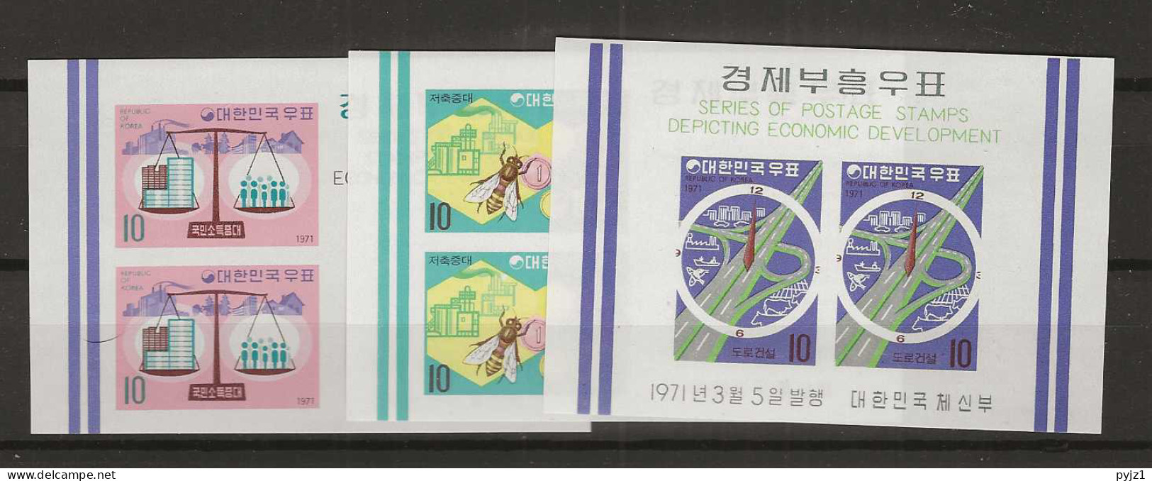 1971 MNH South Korea Mi Block 326-28 Postfris** - Korea, South