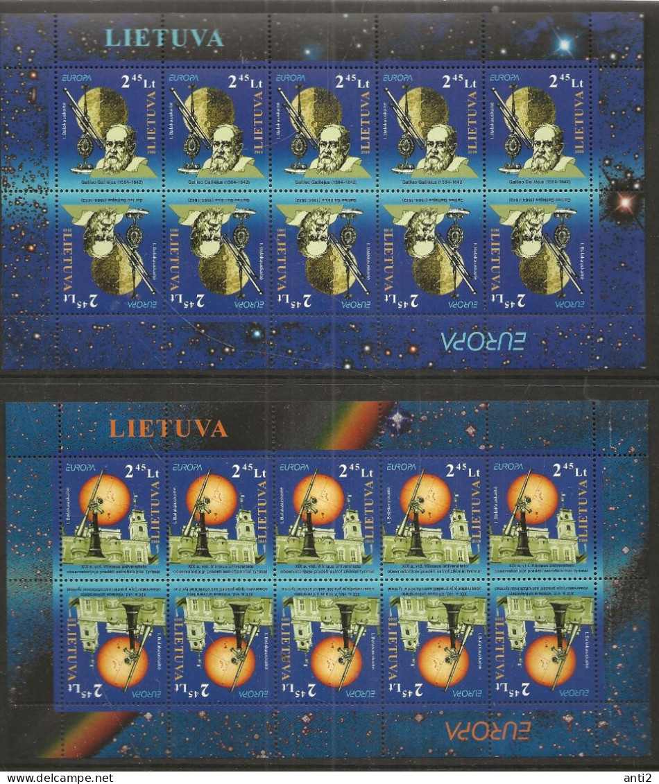 Lithuania Lietuva Litauen 2009  Europe: Astronomy. Mi 1006-1007 In Two Sheetlets MNH(**) - Litauen