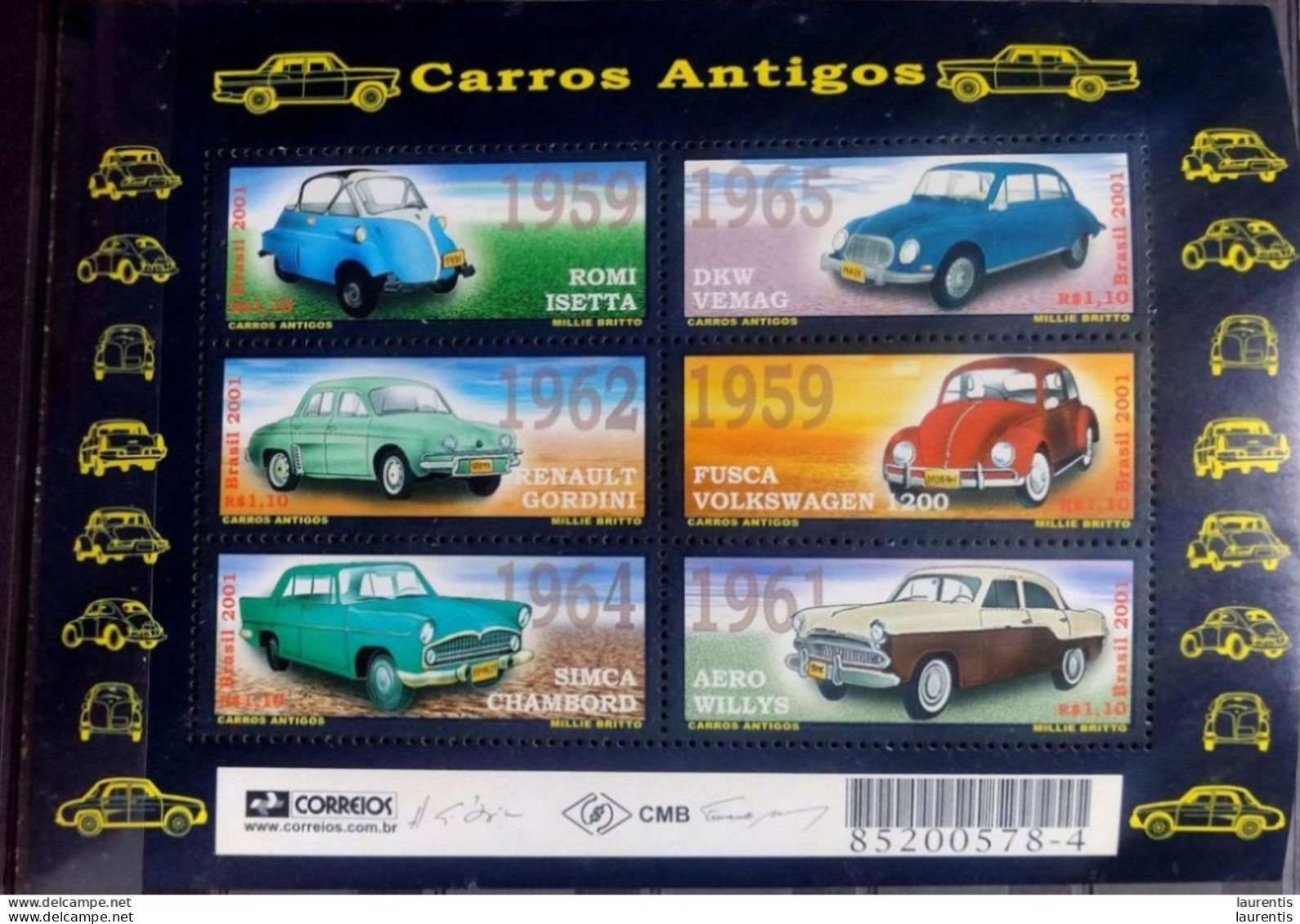 D628. Cars - Voitures - Brasil 2001 - No Gum - 1,75 (100-270) - Voitures