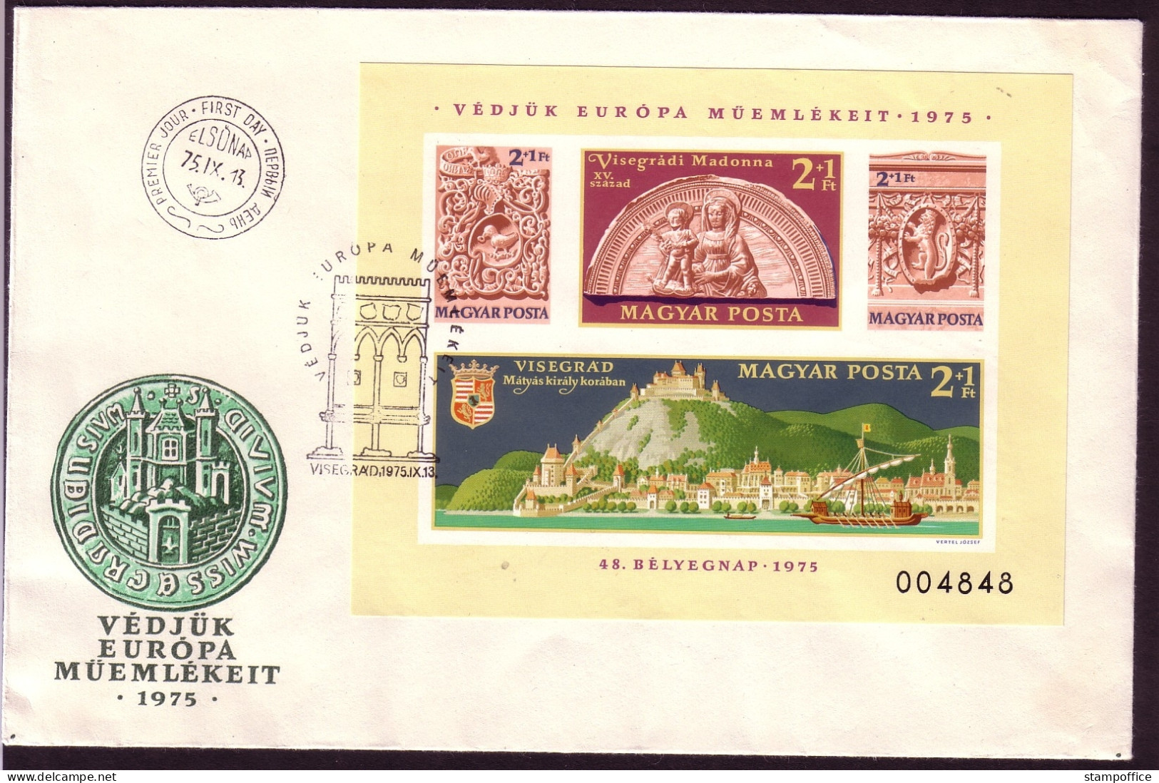 UNGARN BLOCK 115 B FDC MITLÄUFER 1975 DENKMALSCHUTZJAHR - Idee Europee