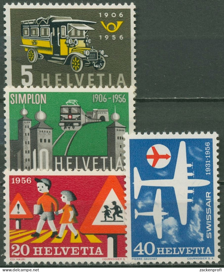 Schweiz 1956 Ereignisse Post Simplontunnel Swissair 623/26 Postfrisch - Ongebruikt