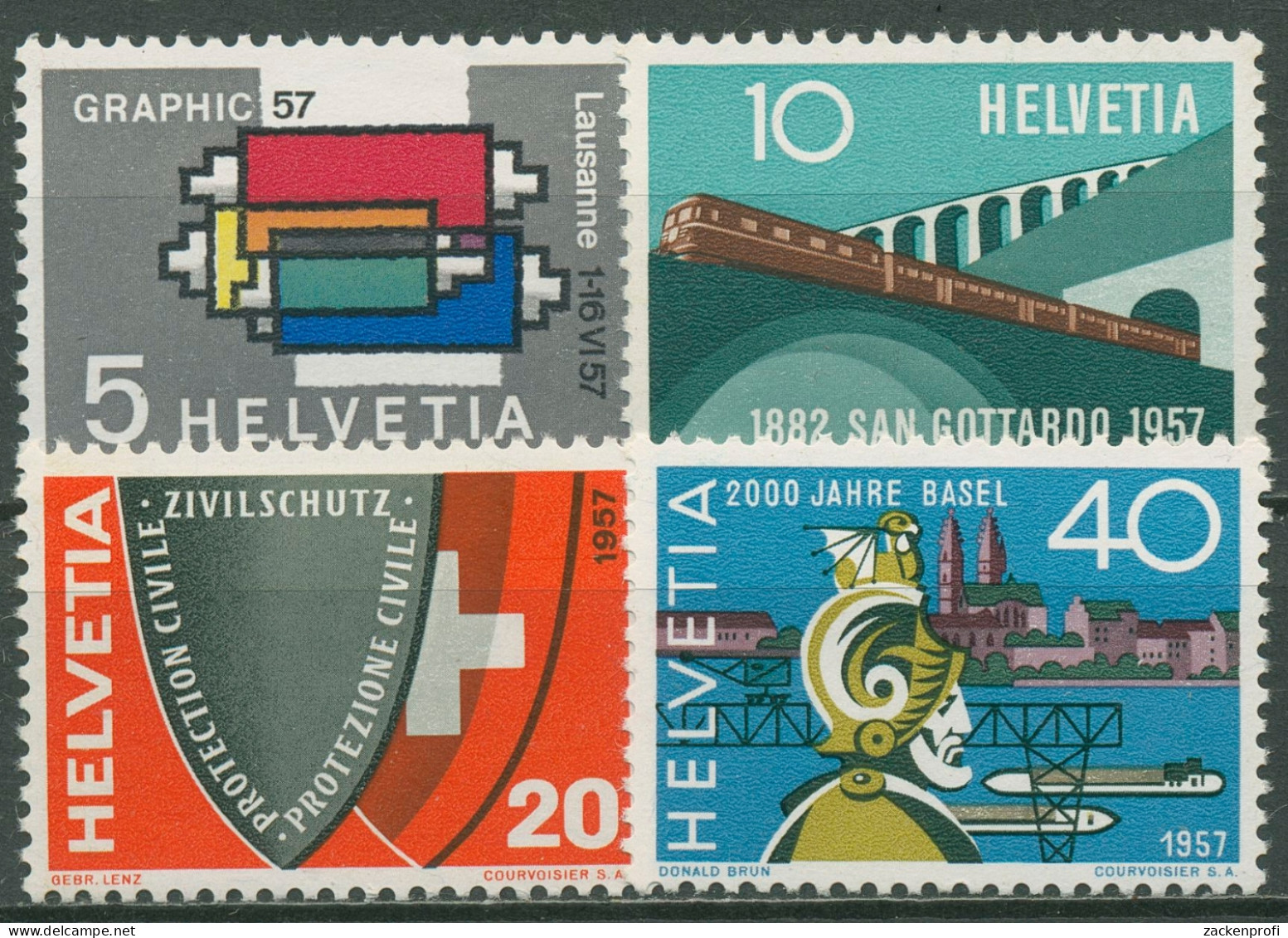 Schweiz 1957 Ereignisse Ausstellungen Gotthard-Bahn 637/40 Postfrisch - Unused Stamps