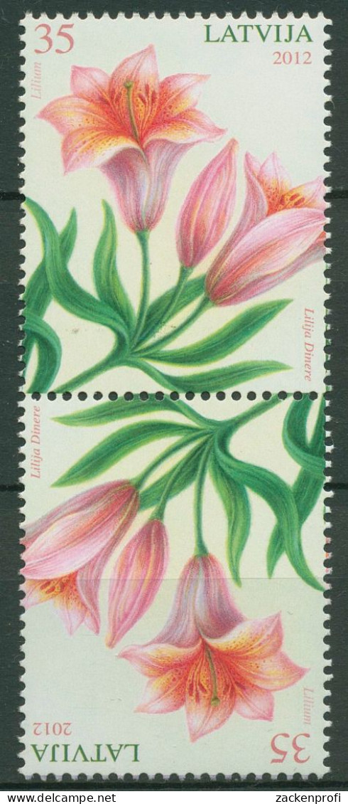 Lettland 2012 Pflanzen Blumen Lilie Kehrdruckpaar 828 KD Postfrisch - Latvia