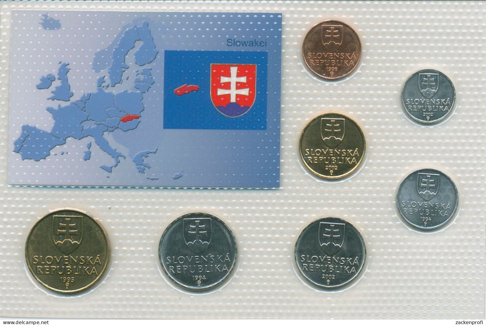 Slowakei 1994/2002 Kursmünzen 10 Heller - 10 Kronen Im Blister, St (m5338) - Slovacchia