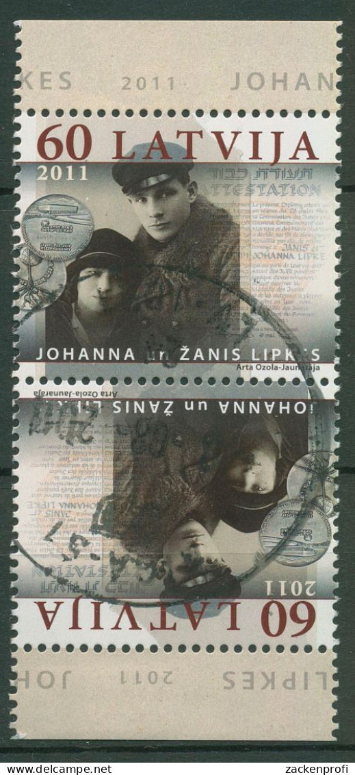 Lettland 2011 Judenretter Zanis Lipke Kehrdruckpaar 809 KD Gestempelt - Letonia