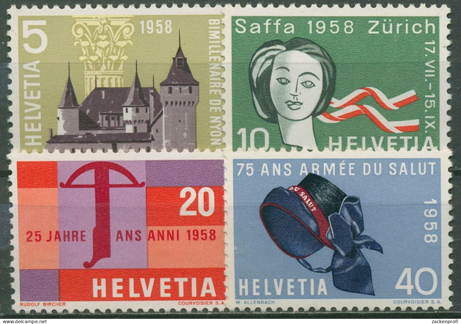 Schweiz 1958 Ereignisse Ausstellungen Schloss Nyon 653/56 Postfrisch - Unused Stamps