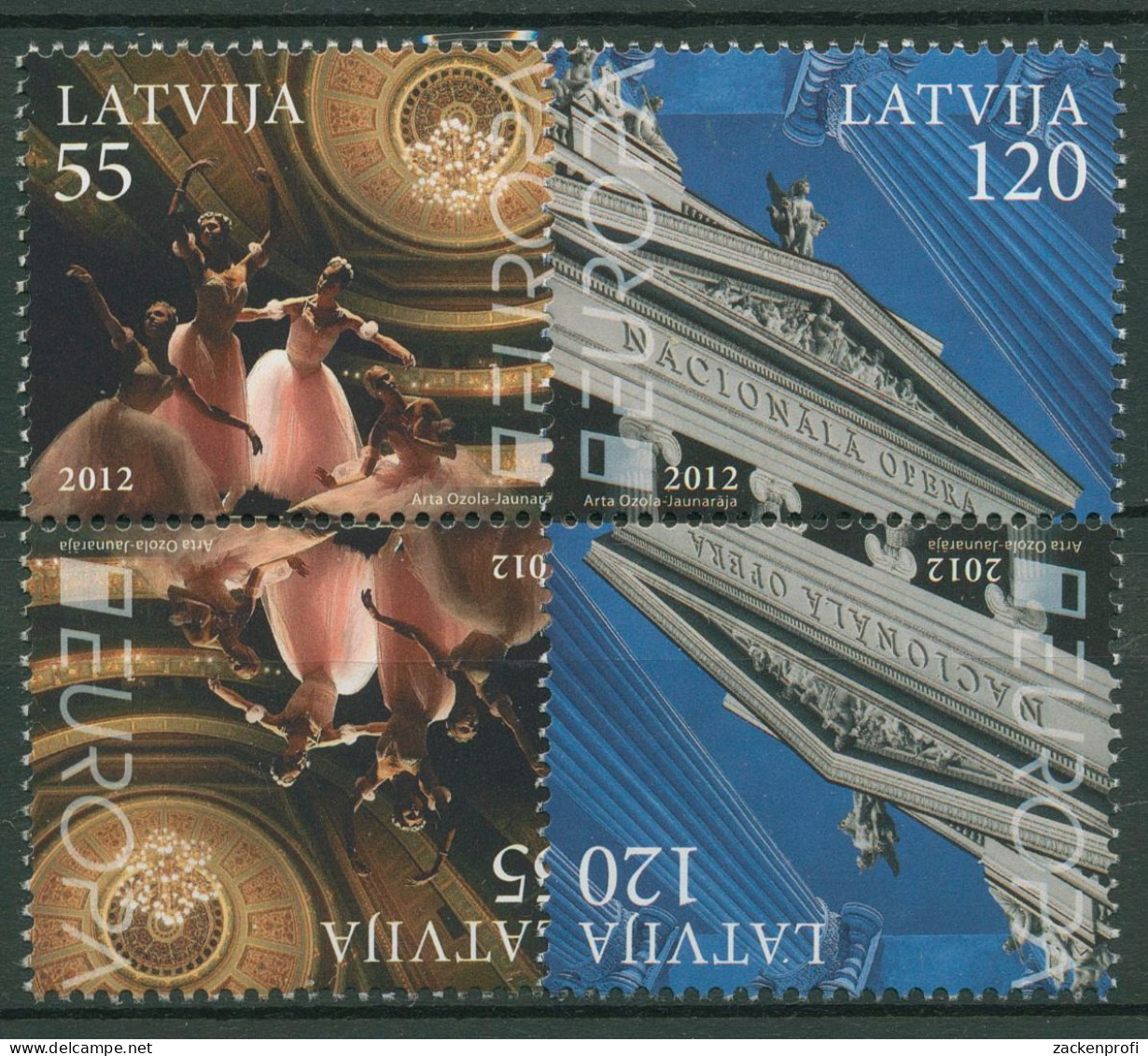 Lettland 2012 Europa CEPT Besuche Oper Riga Kehrdruckpaar 829/30 KD Postfrisch - Lettland