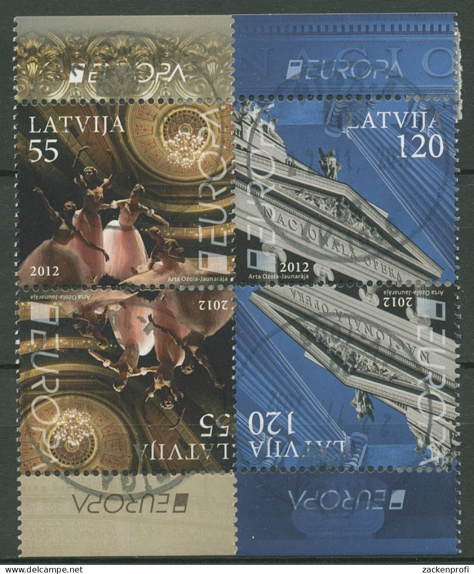 Lettland 2012 Europa CEPT Besuche Oper Riga Kehrdruckpaar 829/30 KD Gestempelt - Letland