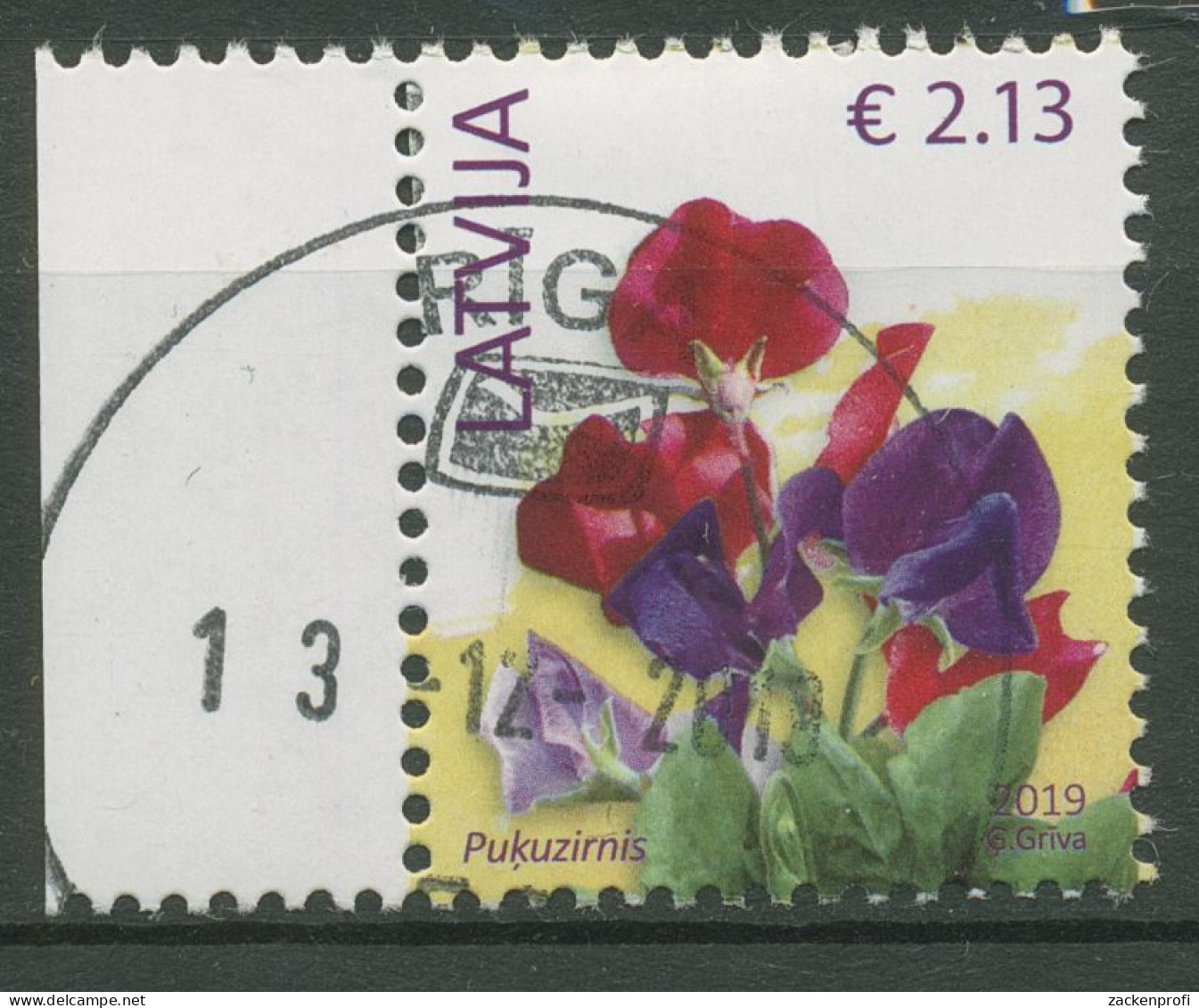Lettland 2015/19 Freimarken Blumen 933 IV Gestempelt - Lettonie