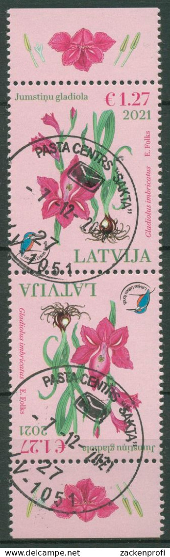 Lettland 2021 Pflanzen Blumen Wiesensiegwurz Kehrdruckpaar 1131 KD Gestempelt - Lettland