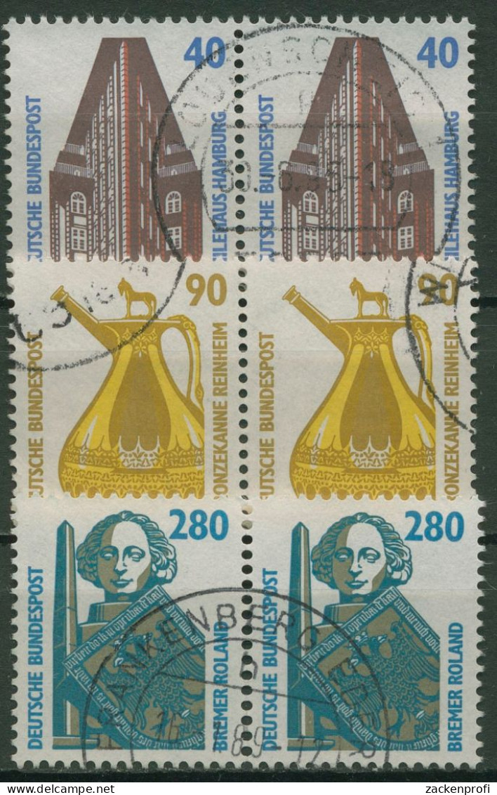 Bund 1988 Sehenswürdigkeiten SWK Waagerechte Paare 1379/81 Gestempelt - Used Stamps