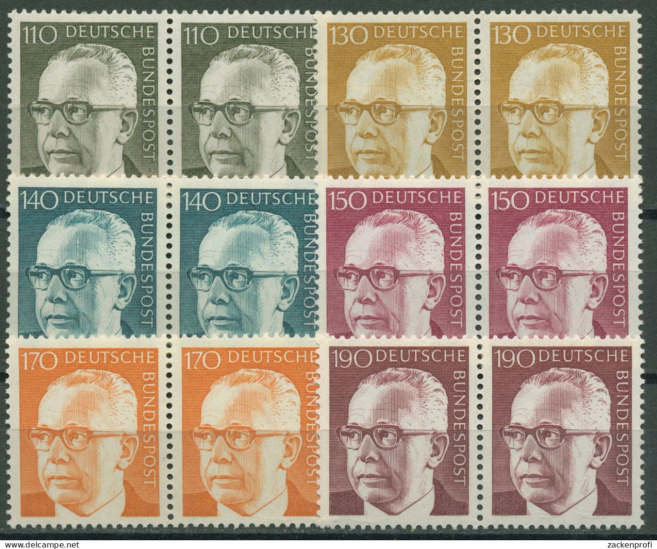 Bund 1972/73 Heinemann Waagerechte Paare 727/32 Postfrisch - Nuovi