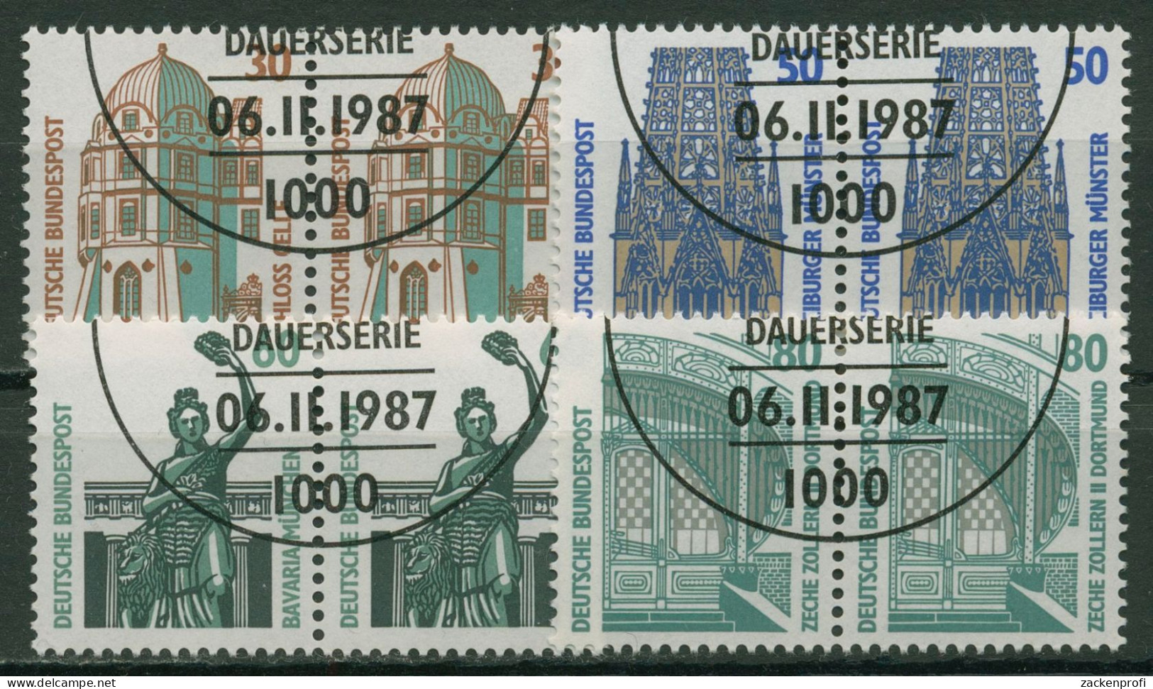 Bund 1987 Sehenswürdigkeiten SWK Waagerechte Paare 1339/42 Gestempelt - Used Stamps