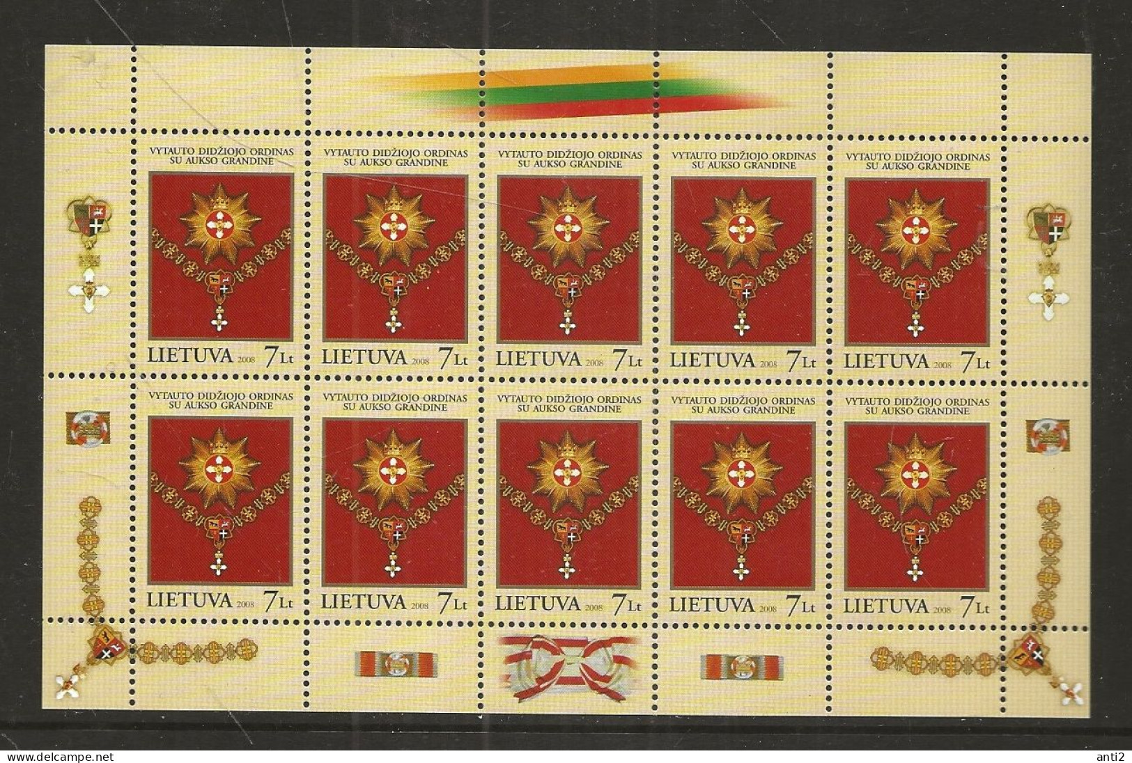 Lithuania Lietuva Litauen 2008 Medals (I)  Vytautas The Great Order Mi  964 Sheetlet MNH(**) - Lituania