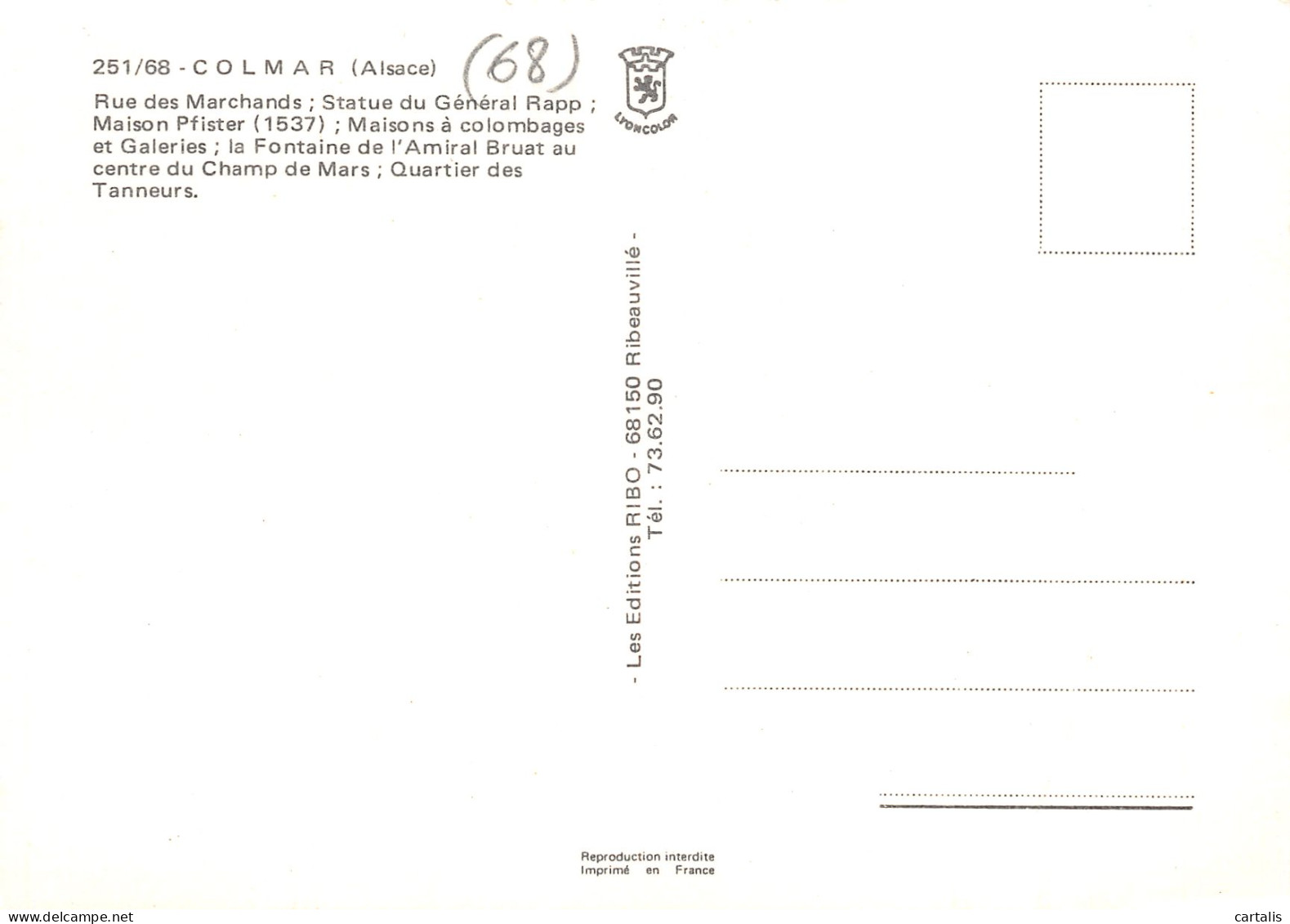 68-COLMAR-N°3825-B/0103 - Colmar