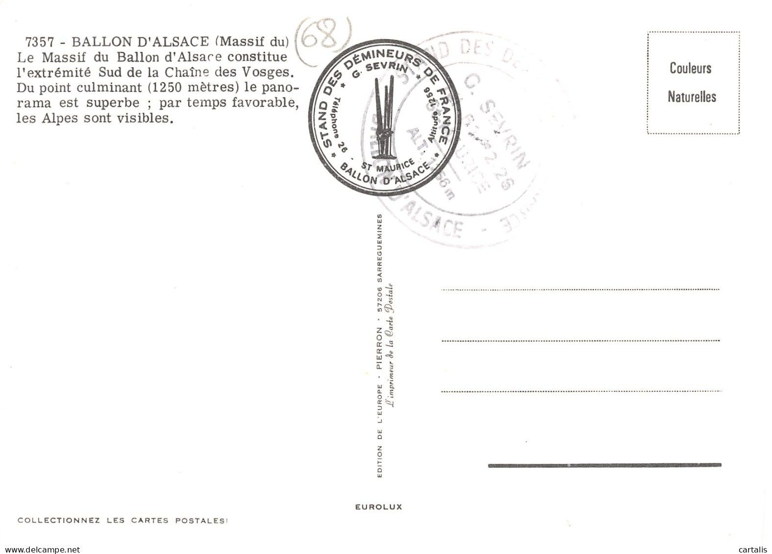 68-BALLON D ALSACE-N°3825-B/0107 - Other & Unclassified