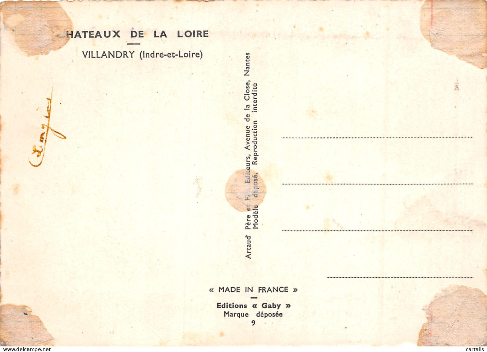 37-VILLANDRY-N°3826-B/0033 - Autres & Non Classés