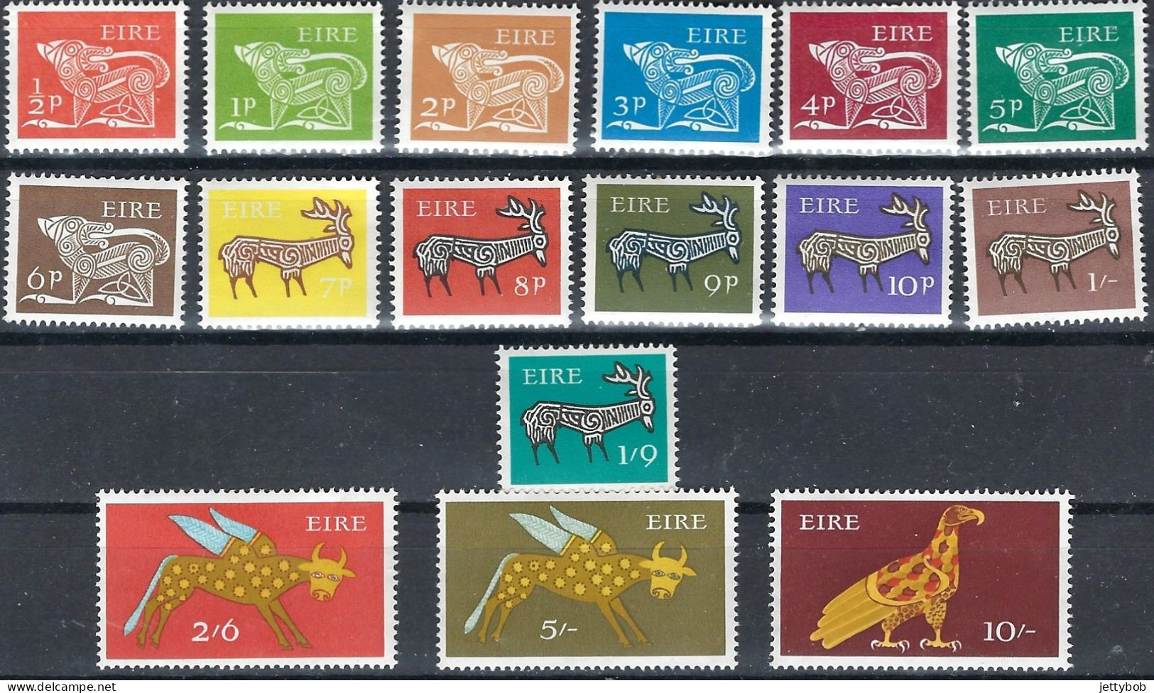 Ireland 1968-70 Stylised Animals Complete Set Of 16 Values (pre-decimal) MM - Ungebraucht