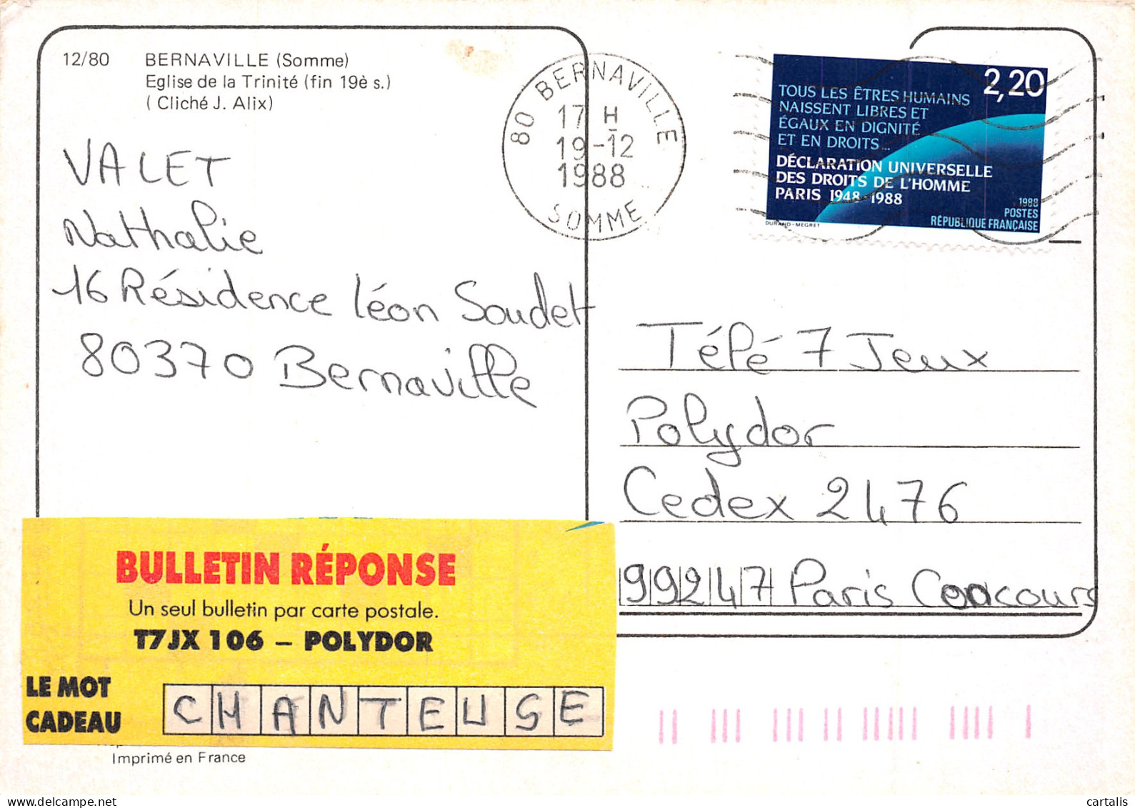 80-BERNAVILLE-N°3828-B/0233 - Other & Unclassified