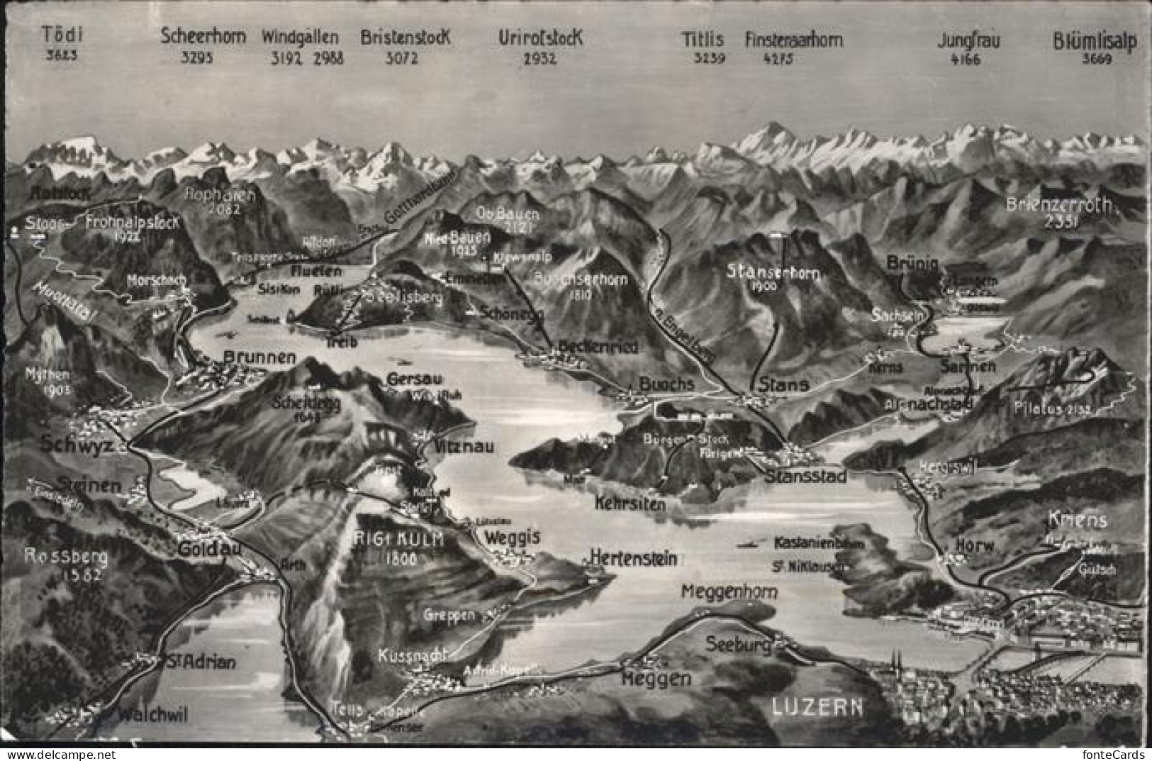 11337044 Luzern LU Panoramakarte Luzern Und Umgebung Luzern - Sonstige & Ohne Zuordnung