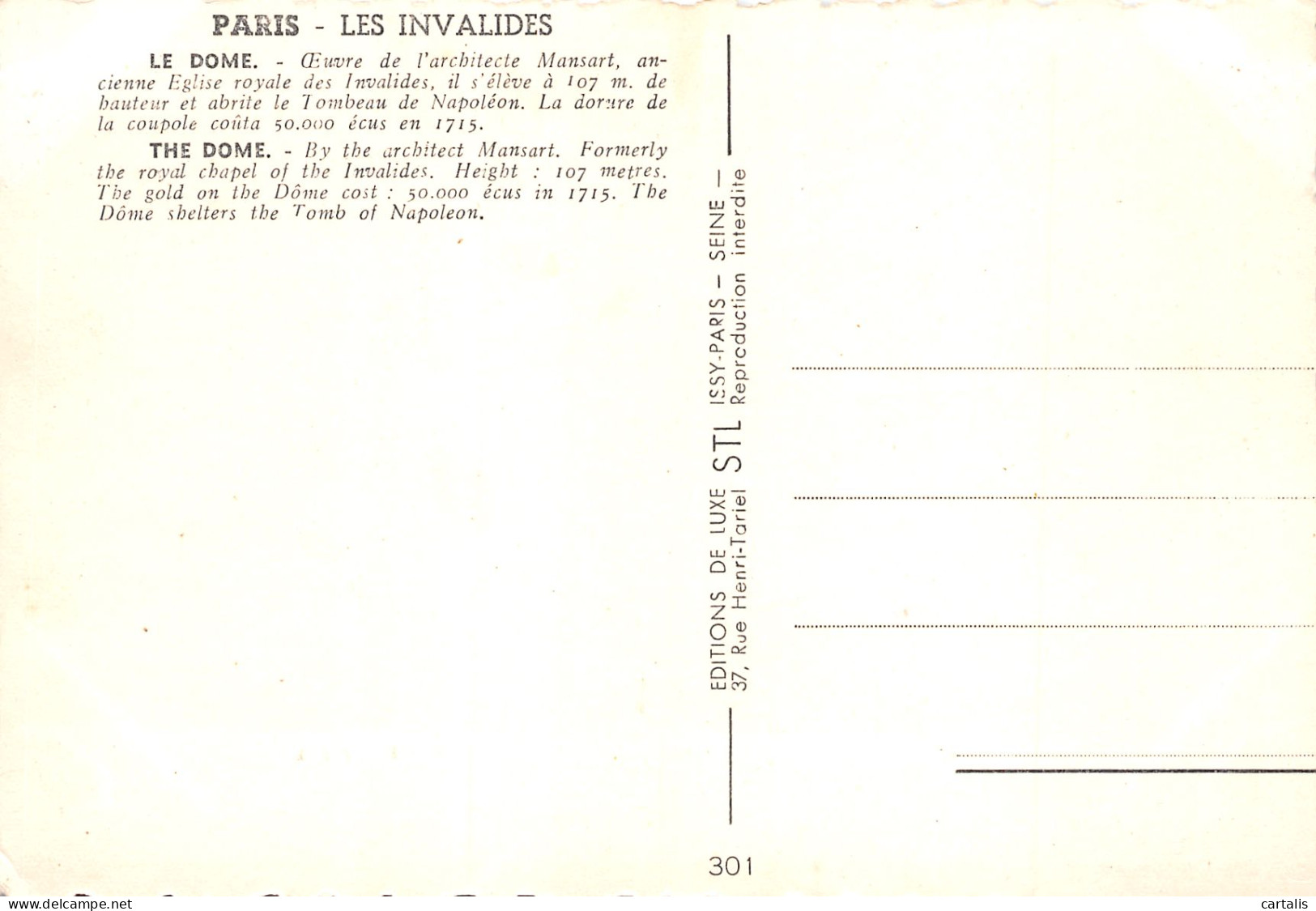 75-PARIS LES INVALIDES-N°3830-B/0335 - Andere & Zonder Classificatie