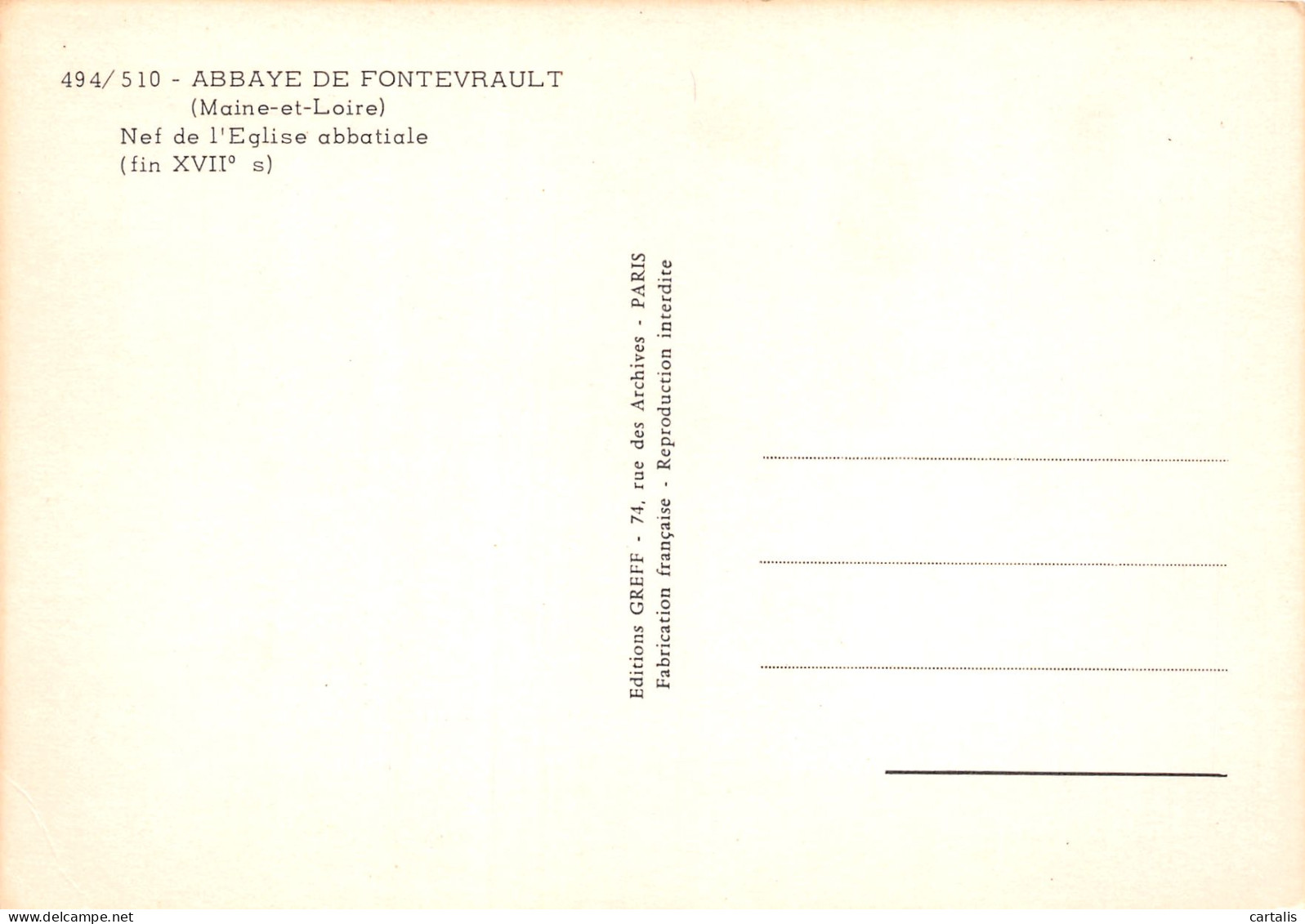 49-FONTEVRAULT-N°3830-B/0257 - Other & Unclassified