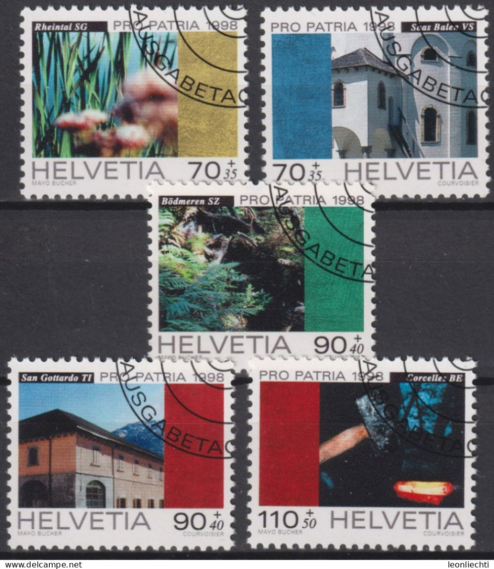 1998 Schweiz Pro Patria, Kulturgüter U. Lanschaften, ⵙ Zum:CH B259-B263, Mi:CH 1649-1653, Yt:CH 1577-1581, - Usati