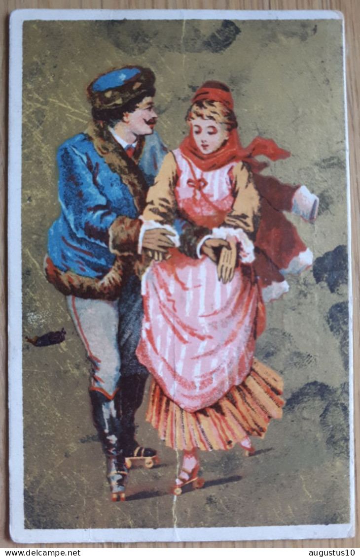VICTORIAN FRENCH ADVERTISING CARD : AU PARAPLUIE ROUGE / JAMAR-DELBROUCK Liège +- 1880 10/6,5 Cm - Sonstige & Ohne Zuordnung