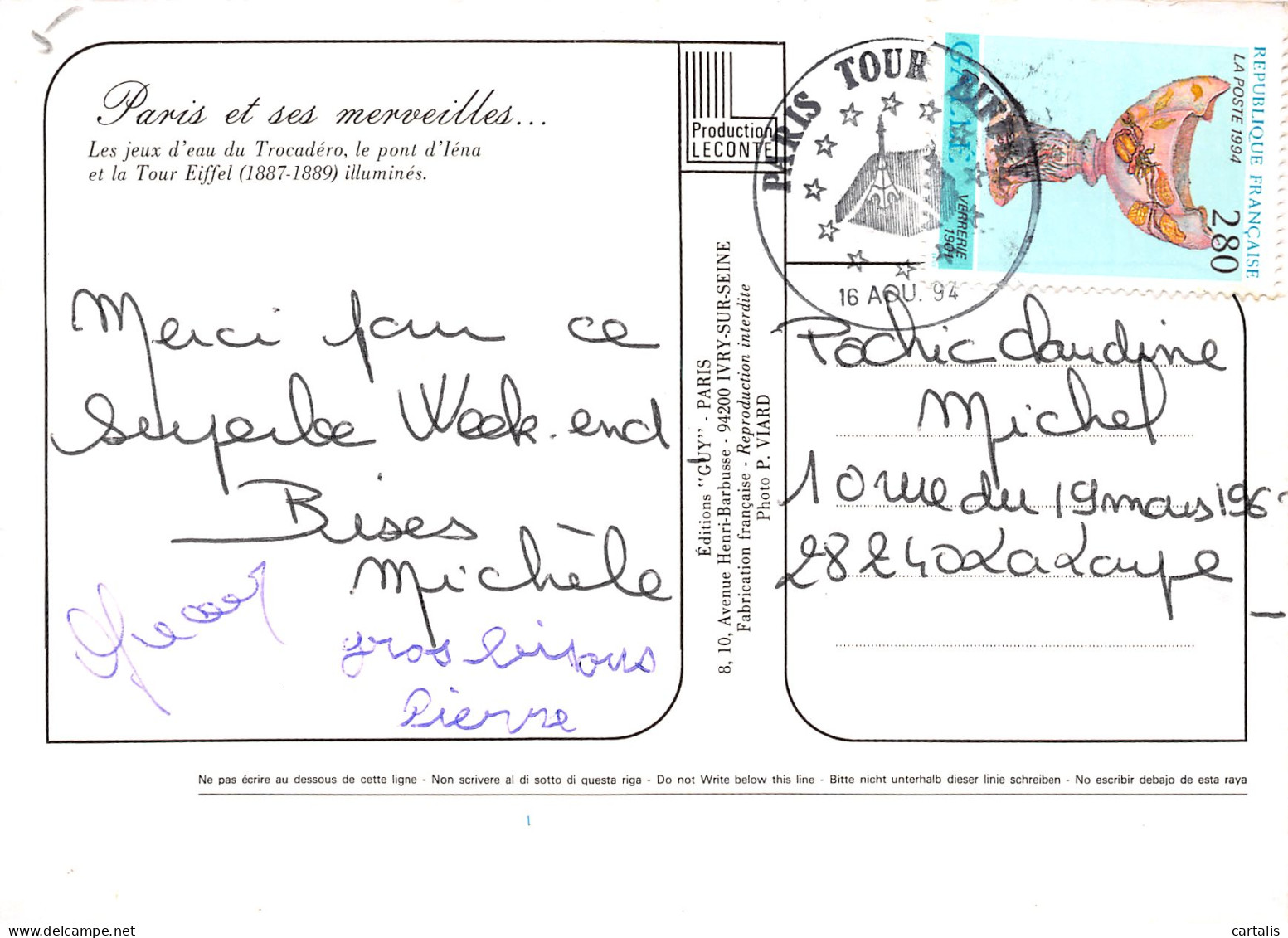 75-PARIS LA TOUR EIFFEL-N°3832-D/0389 - Other & Unclassified