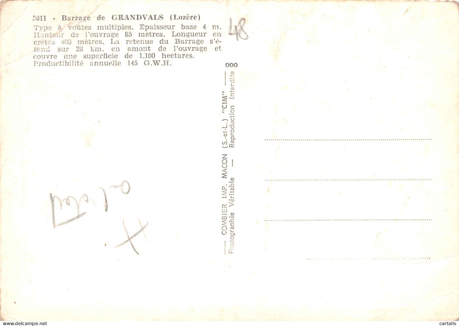 15-BARRAGE DE GRANDVALS-N°3833-C/0251 - Autres & Non Classés