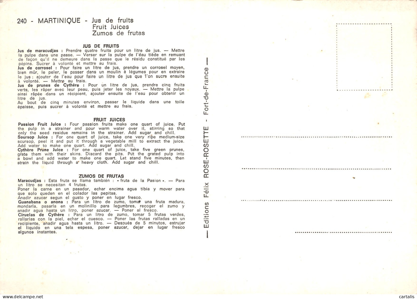 972-MARTINIQUE JUS DE FRUITS-N°3834-C/0215 - Other & Unclassified