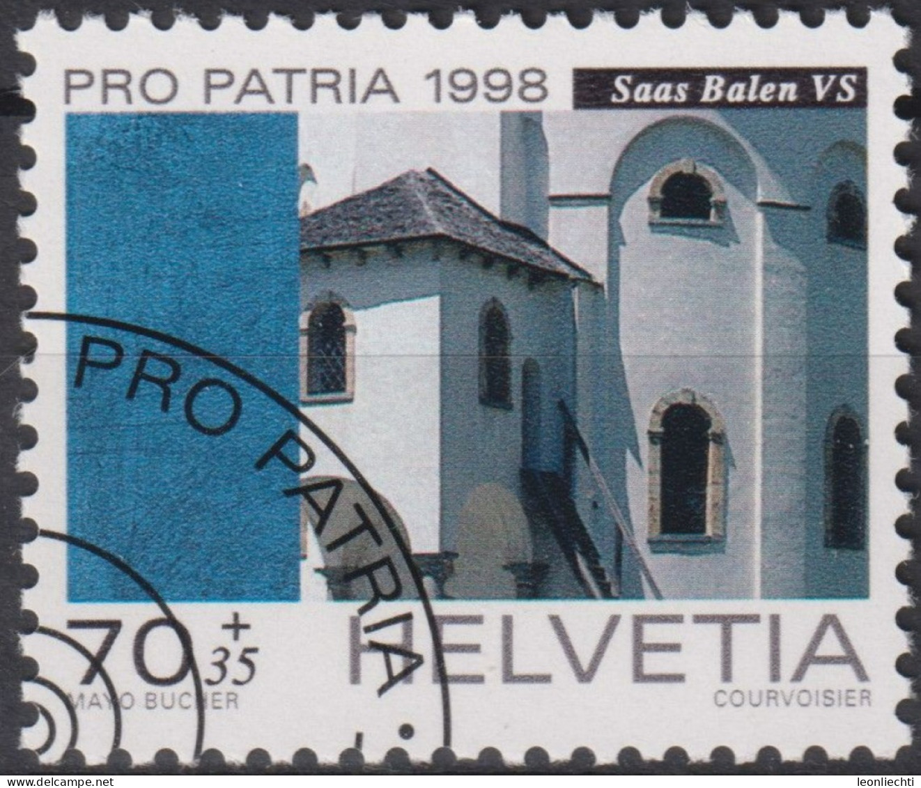 1998 Schweiz Pro Patria, Rundkirche Saas Balen, ⵙ Zum:CH B260, Mi:CH 1650, Yt:CH 1578, - Gebruikt