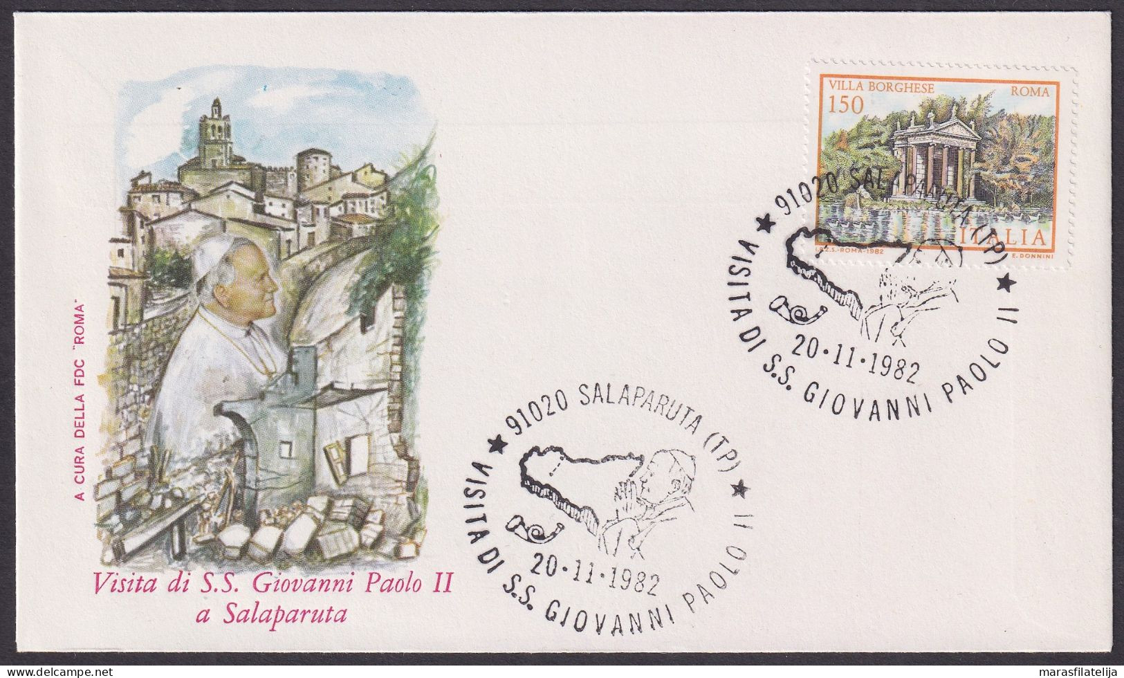 Vatican Italy 1982, Pope Paul John II At Salaparuta, Special Cover - Other & Unclassified