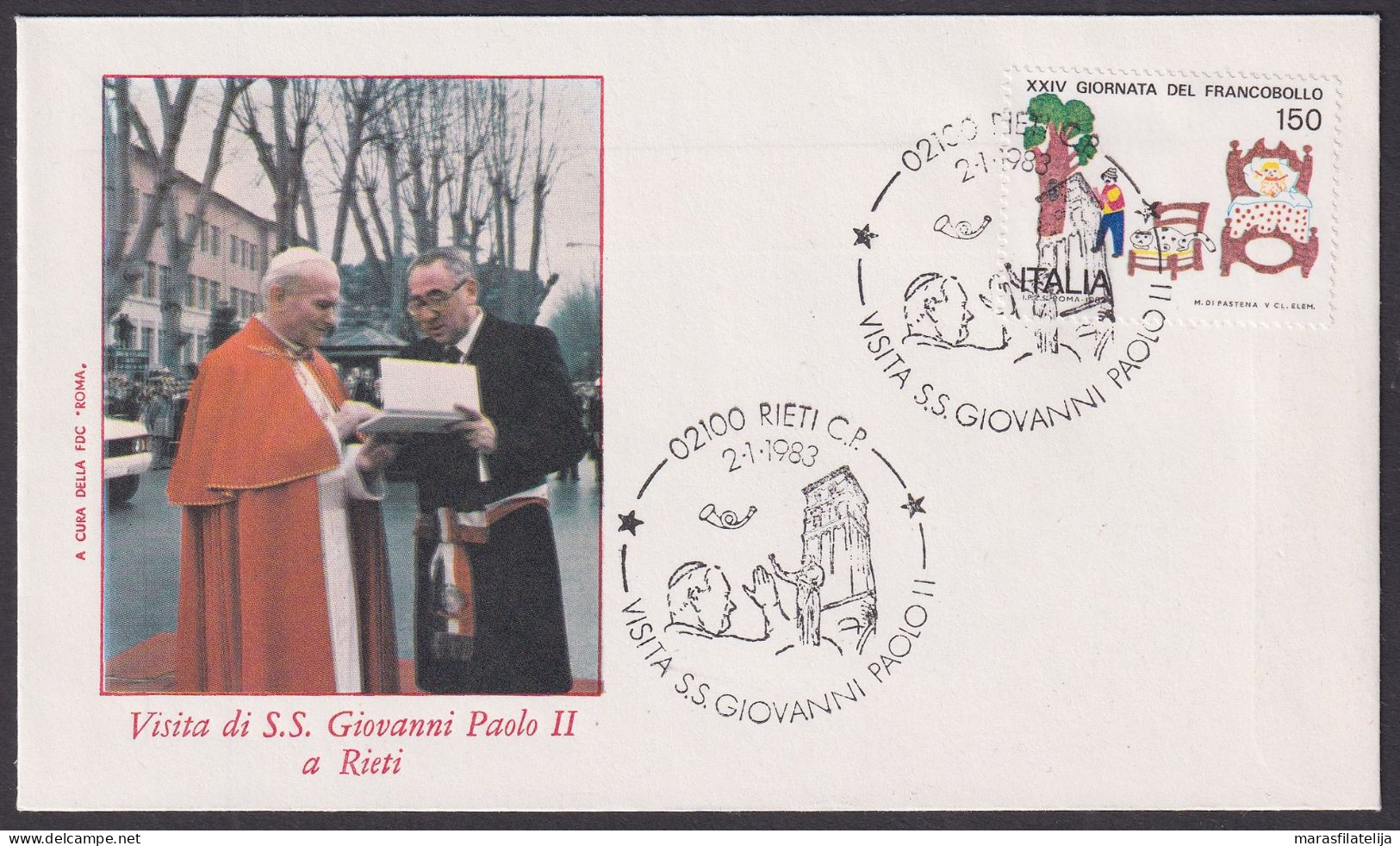 Vatican Italy 1983, Pope Paul John II Visit Rieti, Special Cover - Other & Unclassified