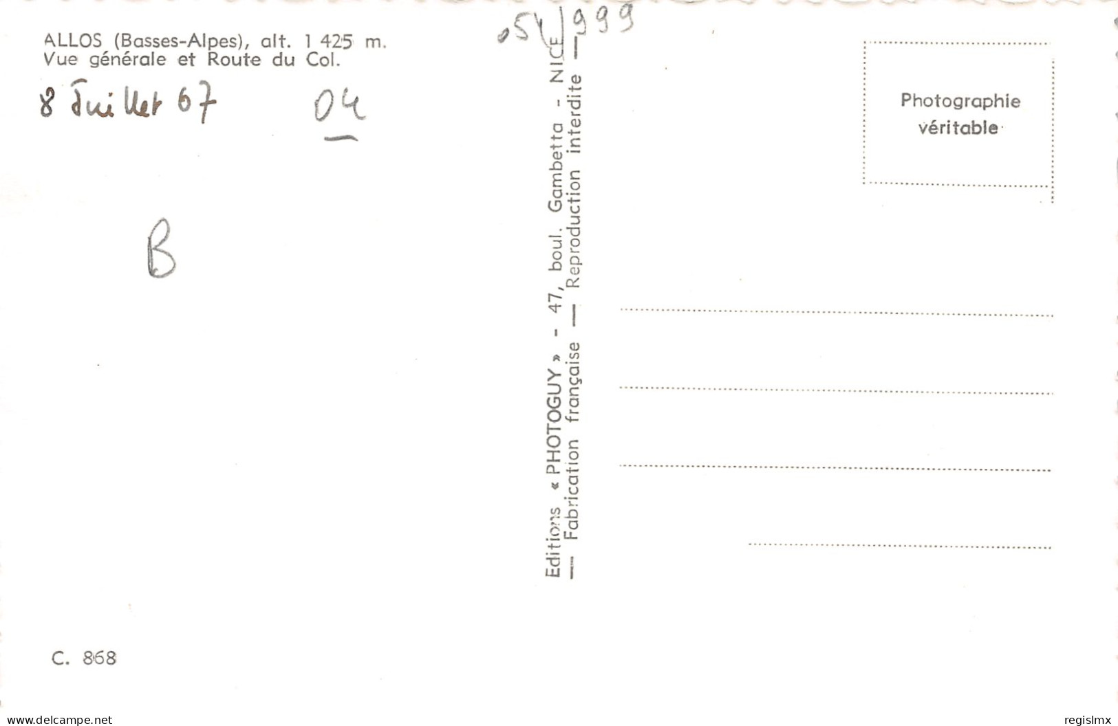 04-ALLOS-N°T2565-D/0013 - Other & Unclassified